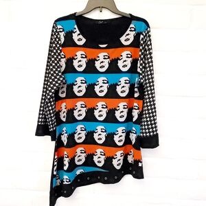 Calessa Women's Large Asymetrical Hem Blouse Art To Wear